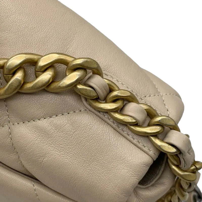 Lambskin Quilted Chanel 19 Flap Small Beige MHW