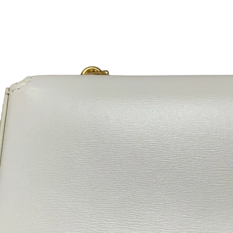 Shiny Calfskin Cuir Triomphe Chain Bag White GHW