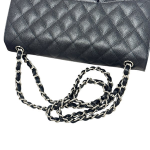 Double Flap Jumbo Caviar Quilted Black SHW