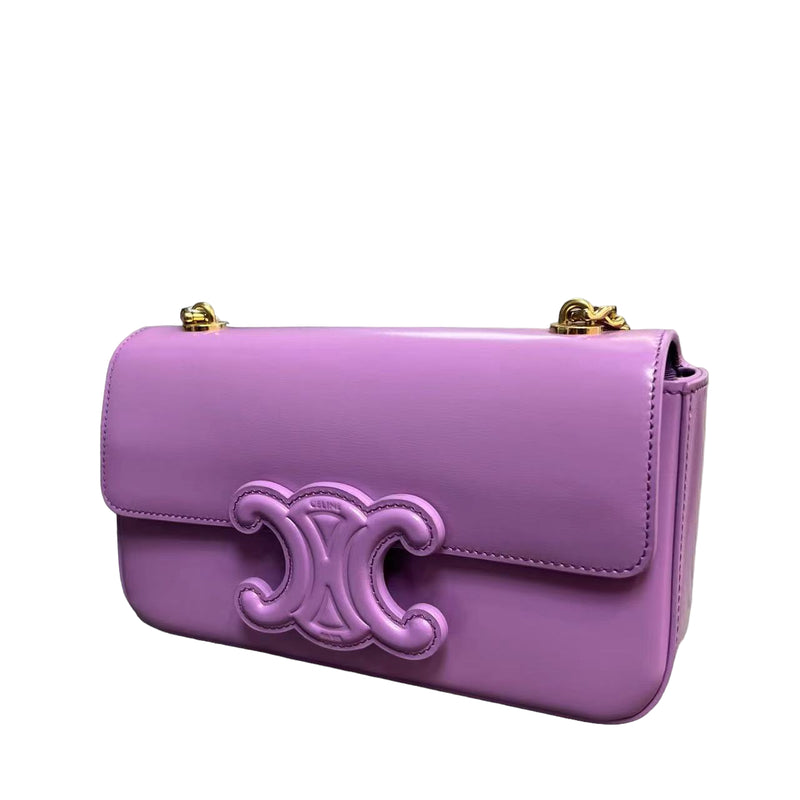 Shiny Calfskin Cuir Triomphe Chain Bag Purple GHW