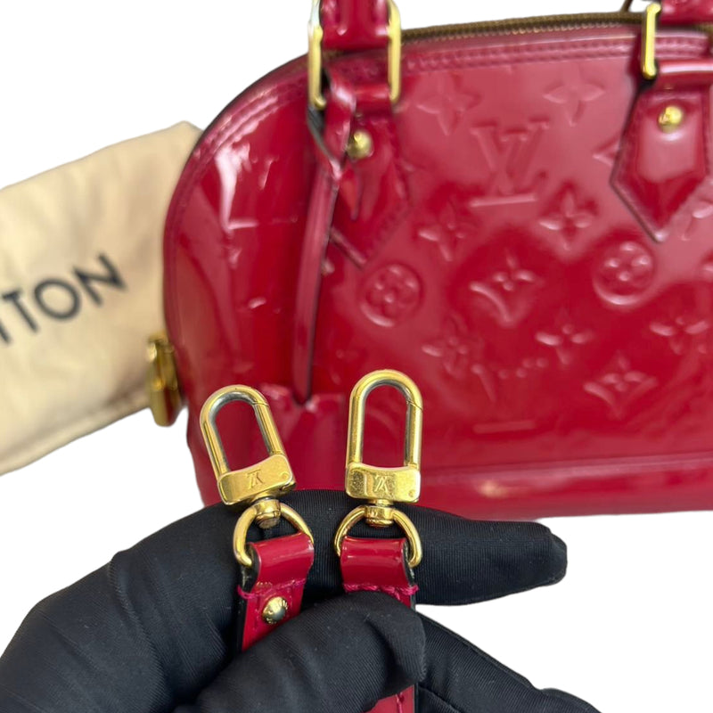 Louis Vuitton, Bags, Authentic Louis Vuitton Alma Vernis Gm Pomme Red