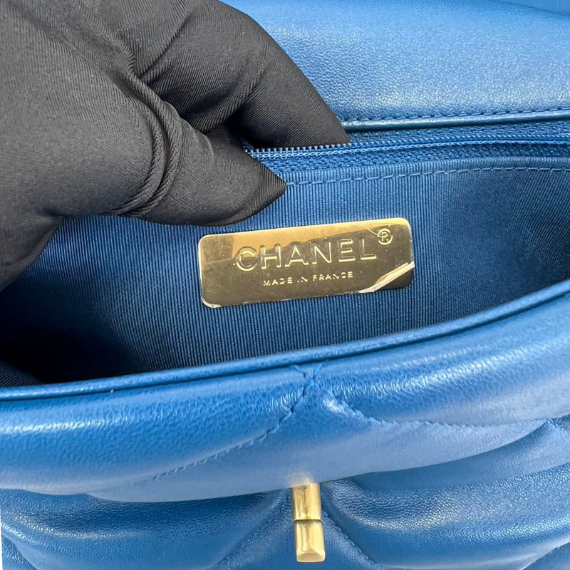 Chanel Blue Goatskin Quilted Chanel 19 Pouch, myGemma, IT