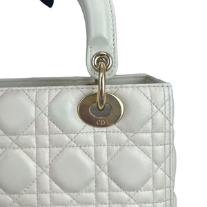 Cannage Lady Dior Medium White GHW