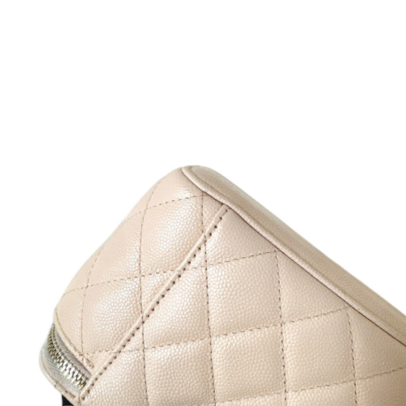 Vanity Case With Chain Small Caviar Quilted Light Beige LGHW