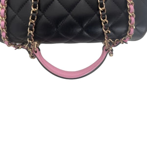 Bi-Color Mini Top Handle Rectangular Flap Lambskin Black Lilac GHW