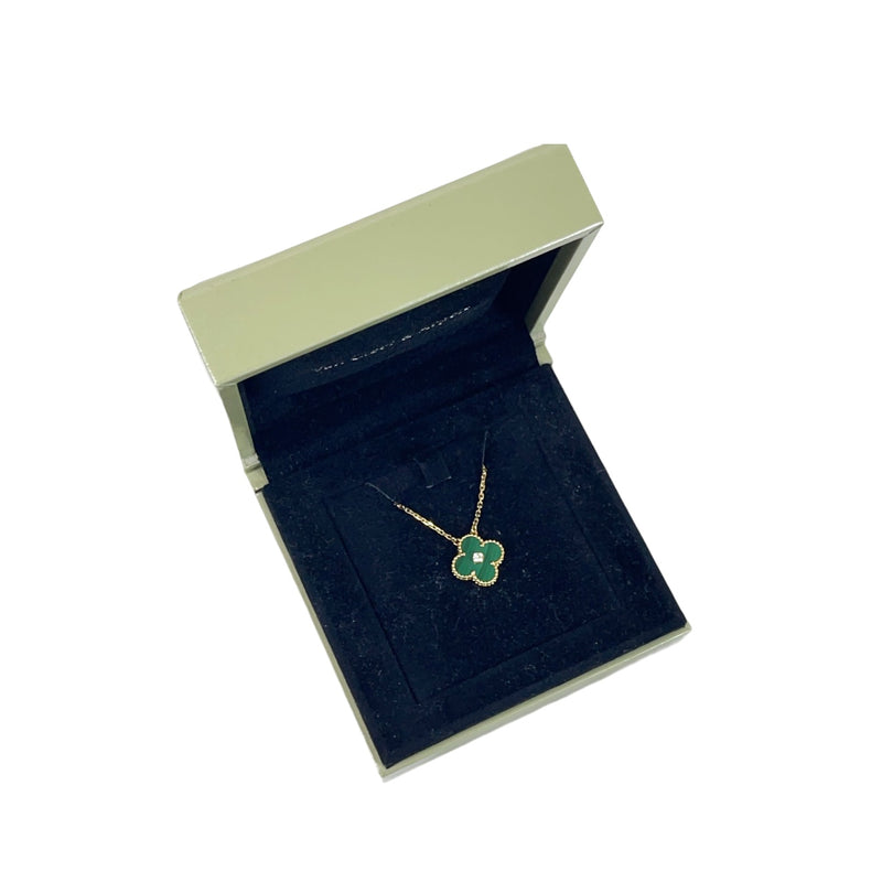 Vintage 18K Alhambra Necklace Malachite Diamond
