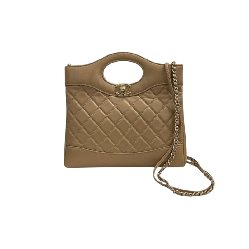 31 Shopping Tote Mini Crumpled Lambskin Dark Beige GHW