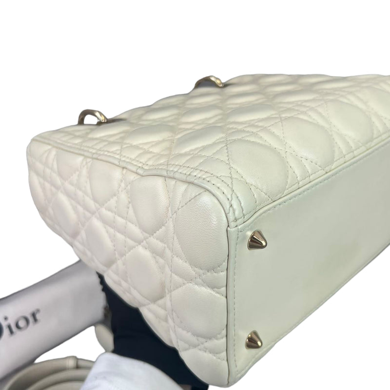 Cannage Lady Dior Medium White GHW