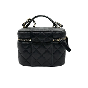 Chanel Top Handle Vanity Case With Chain Caviar Black LGHW