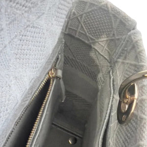 Lady D-Lite Medium Canvas Embroidered Cannage Grey GHW