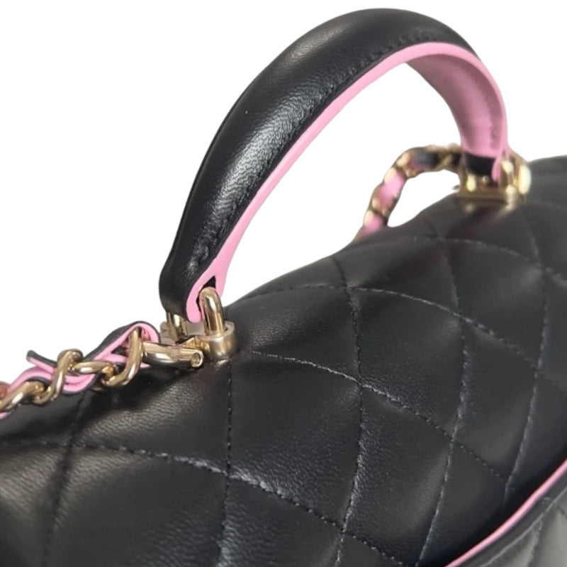 Bi-Color Mini Top Handle Rectangular Flap Lambskin Black Lilac GHW