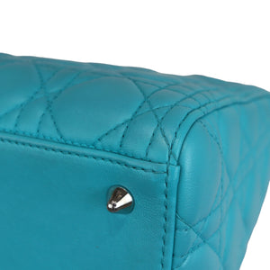Medium Lady Dior Cannage Aqua Blue SHW