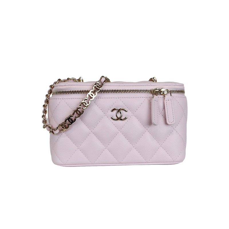 Chanel Small Vanity Case Light Pink Caviar Light Gold Hardware