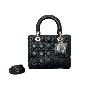 Classic Lambskin Medium Lady Dior Black SHW