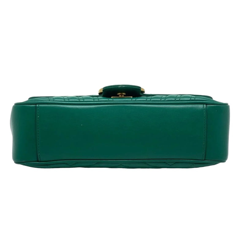 Small GG Marmont Calfskin Matelasse Emerald Green GHW