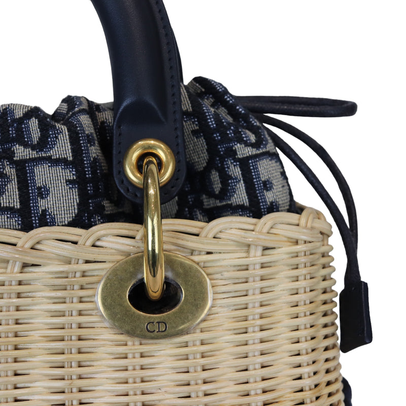 Lady Dior Medium Wicker Oblique Blue GHW