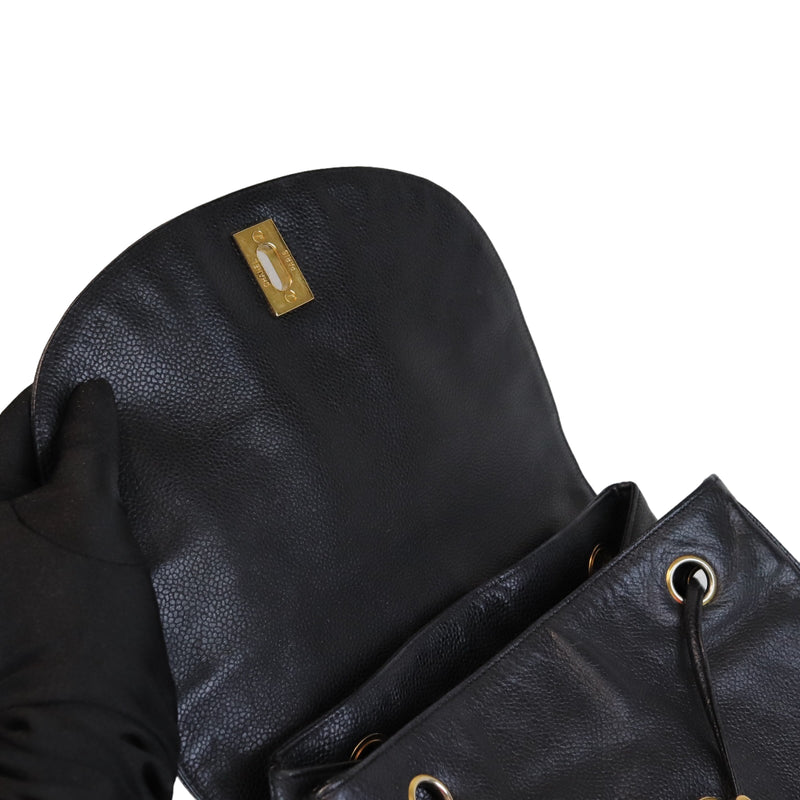 Vintage Caviar Backpack Medium Black