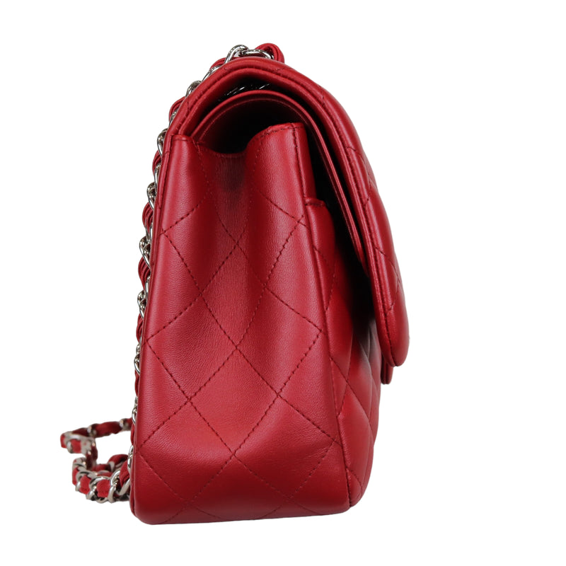 Double Flap Jumbo Lambskin Red SHW