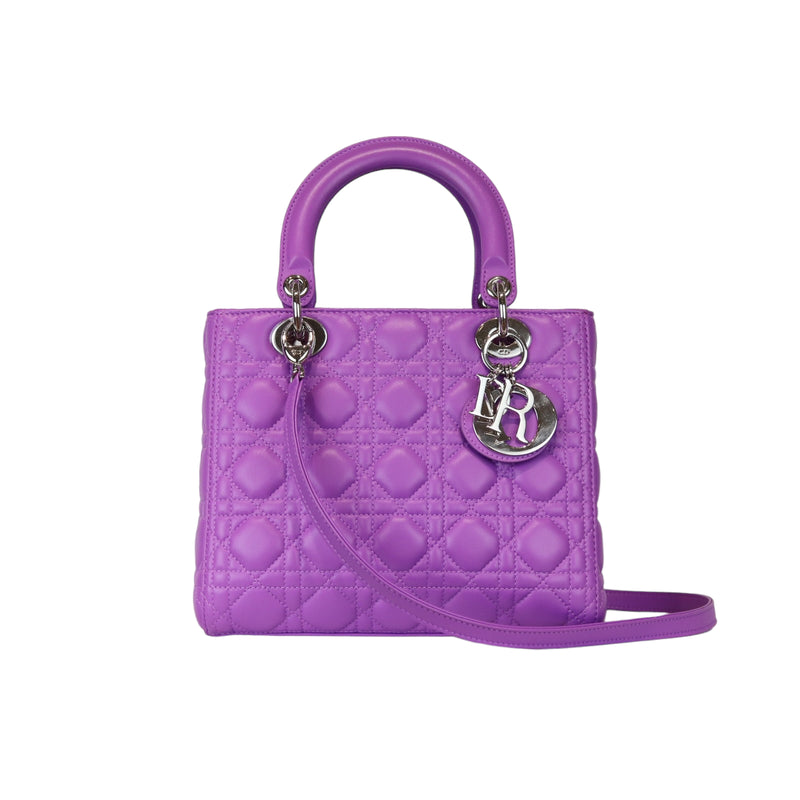 Medium Lady Dior Lambskin Purple SHW