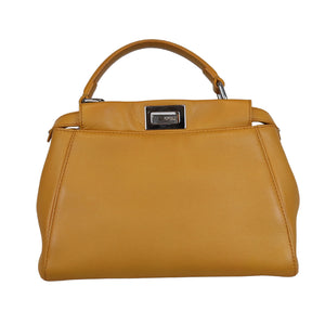 Mini Peekaboo Smooth Leather Satchel Mustard Yellow SHW