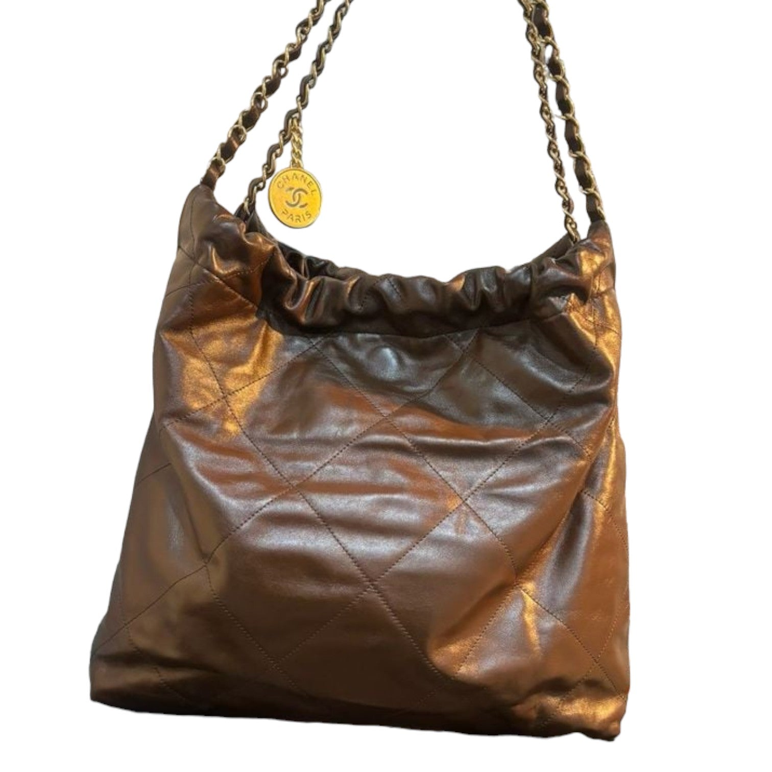Chanel 22 Shiny Calfskin Quilted Large Brown GHW – Bag Religion