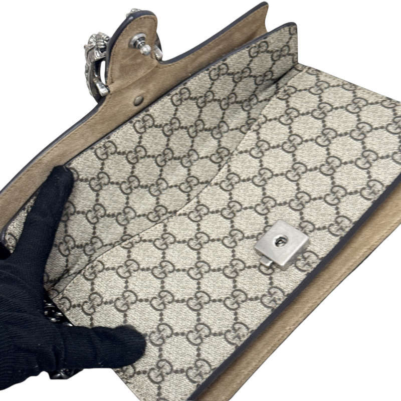 Dionysus Small Shoulder GG Supreme Monogram Taupe RHW