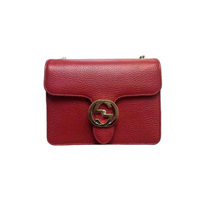 Small Interlocking GG Calfskin Red GHW