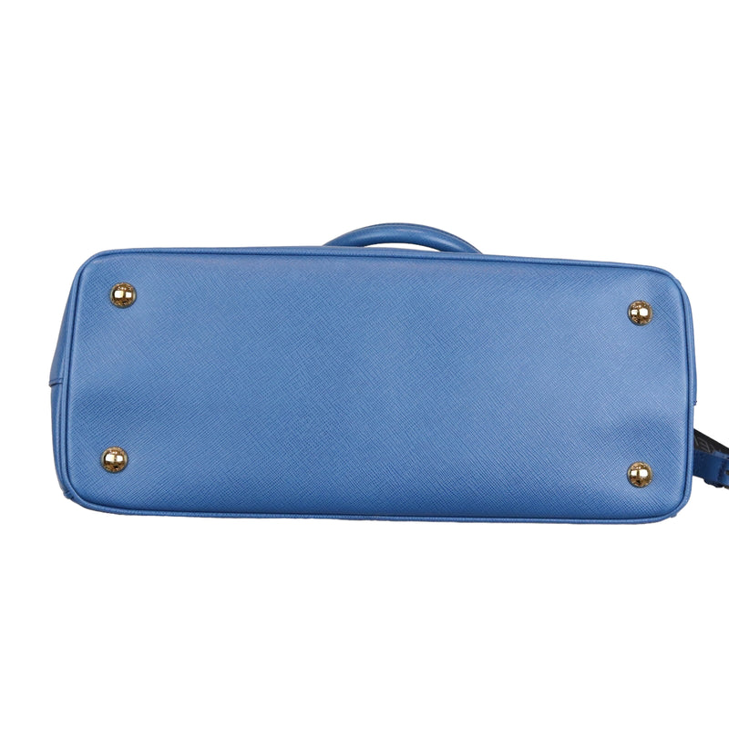 Saffiano Lux Galleria Double Zip Tote Blue GHW