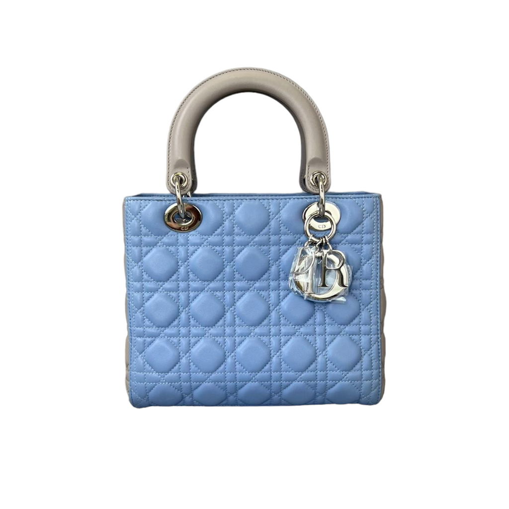 Lady Dior Medium Duo Tone Grey Blue SHW