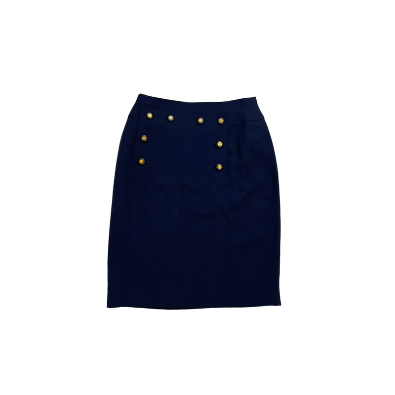 Vintage Skirt Navy Blue with Gold Buttons