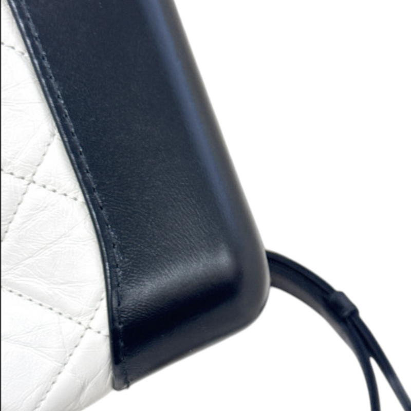 Gabrielle Hobo Small Calfskin Quilted Black White MHW