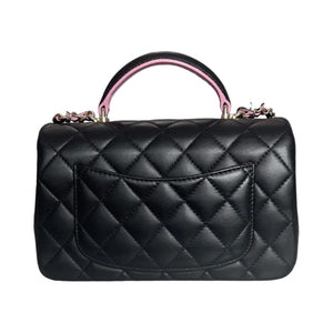 Bi-Color Mini Top Handle Rectangular Flap Lambskin Black Lilac GHW