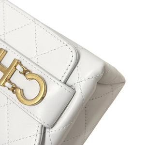 Enchained Flap Small Calfskin Quilted White GHW