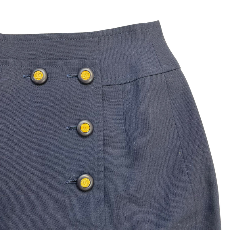 Navy pencil skirt gold buttons outlet