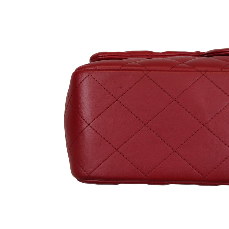 Double Flap Jumbo Lambskin Red SHW