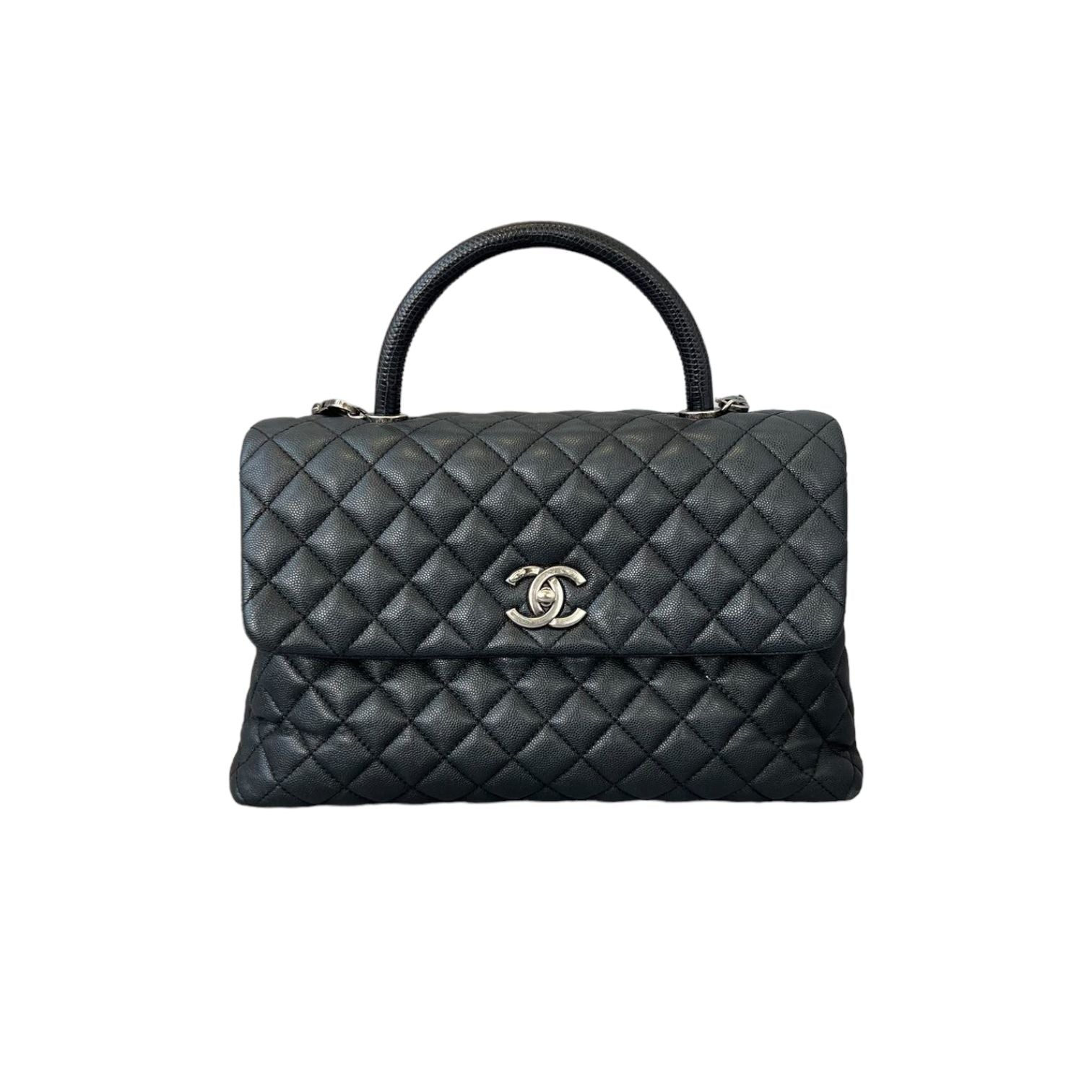 Coco Handle Caviar Quilted Large Black RHW