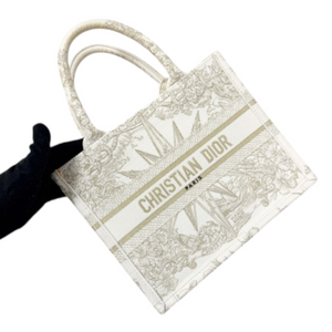 Reve d'Infini Book Tote Small Canvas White Gold