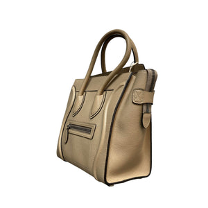 Micro Luggage Tote Grained Leather Beige RHW