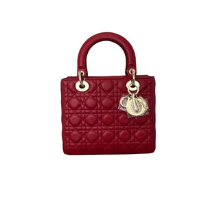 Lady Dior Lambskin Medium Red GHW