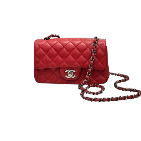 Calfskin Quilted Old Medium Top Handle Boy Flap Red with RHW