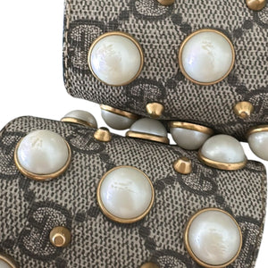 Pearls Slide Sandals GG Supreme Monogram Beige Size 37