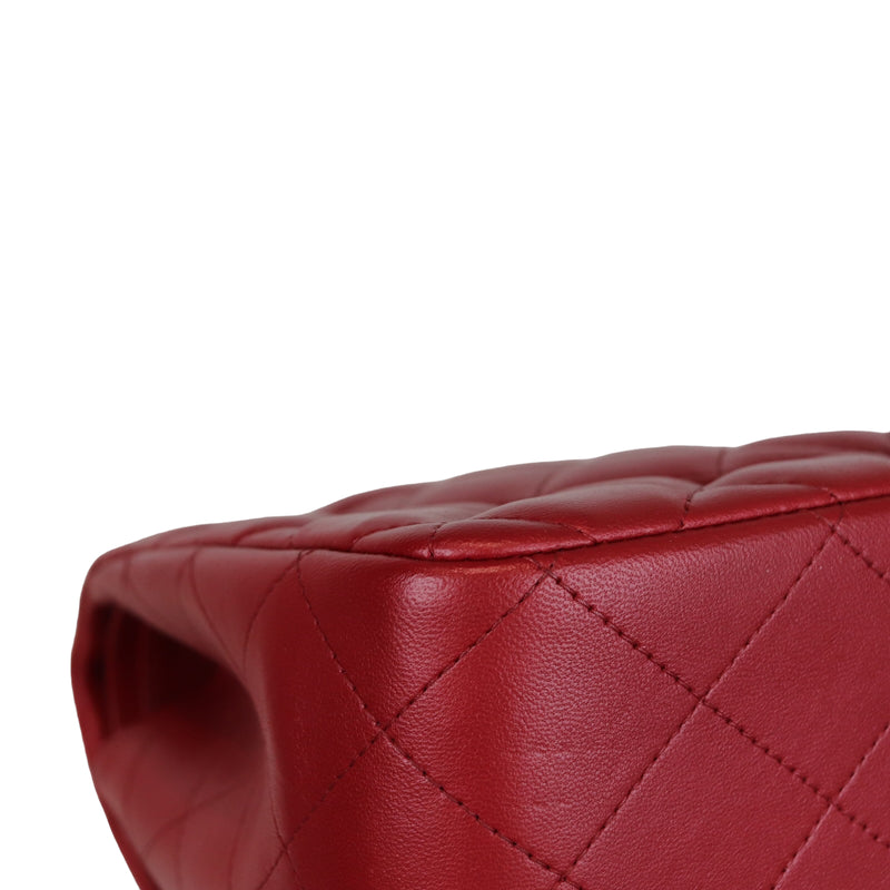 Double Flap Jumbo Lambskin Red SHW