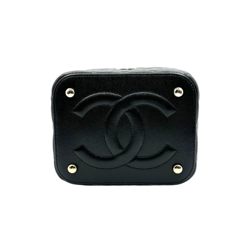 Chanel Top Handle Vanity Case With Chain Caviar Black LGHW