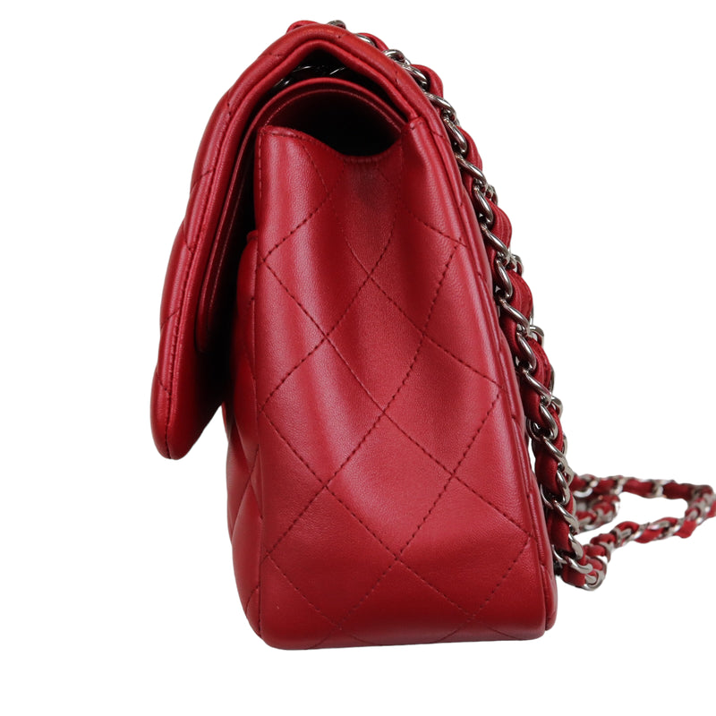 Double Flap Jumbo Lambskin Red SHW