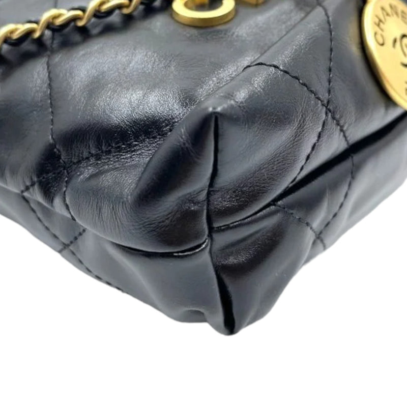 Mini Chanel 22 Shiny Calfskin Quilted Black GHW