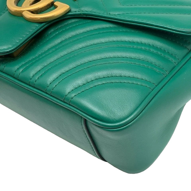 Small GG Marmont Calfskin Matelasse Emerald Green GHW