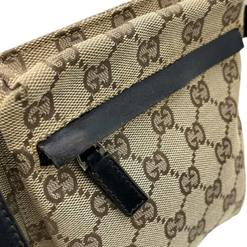 Double Pocket Waist Bag GG Supreme Monogram Canvas Beige SHW