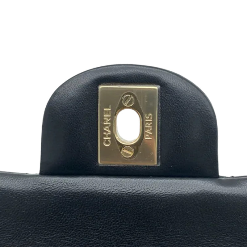 Square Flap Mini Lambskin Quilted Black LGHW