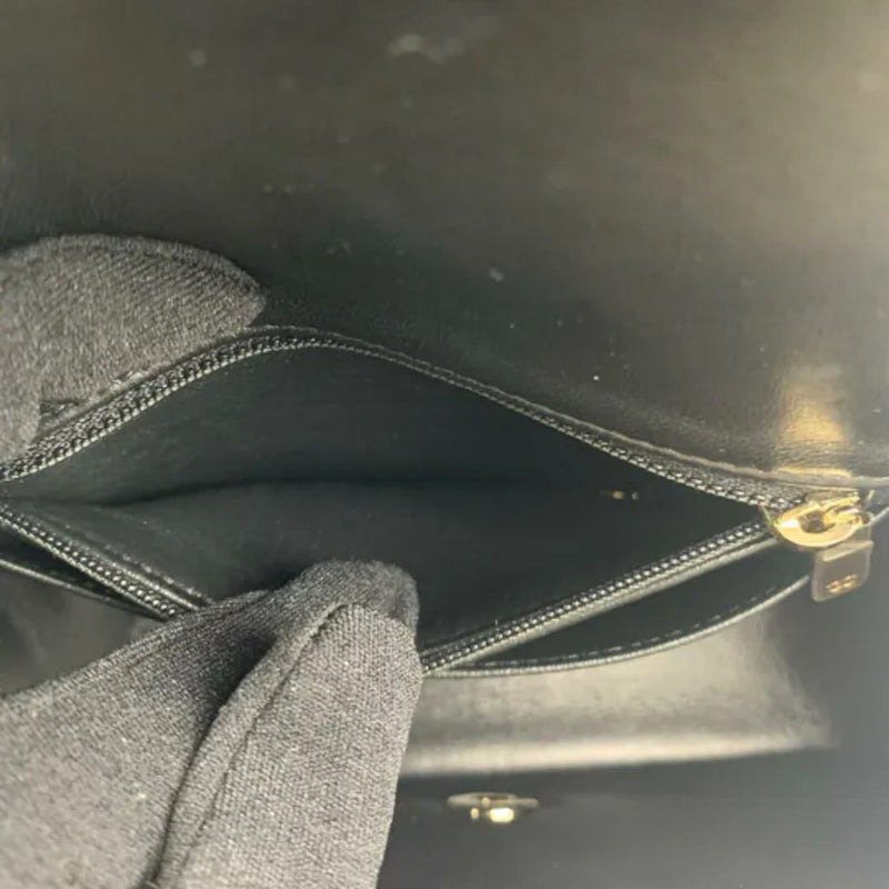 Square Flap Mini Lambskin Quilted Black LGHW