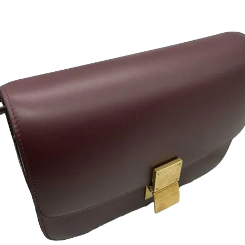 Classic Box Flap Medium Calfskin Burgundy GHW